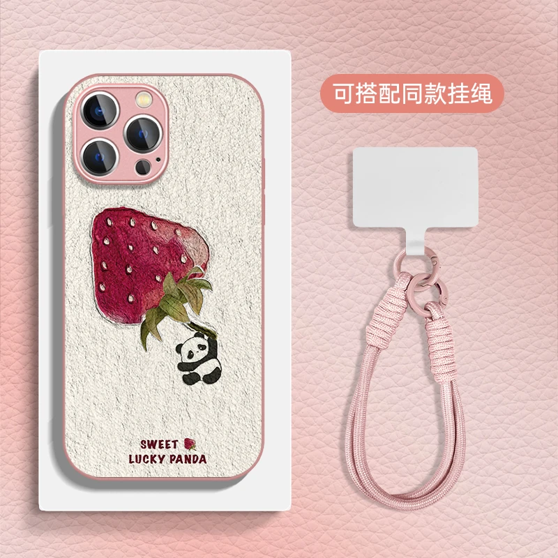 适用于苹果16华为OPPO小米VIVO百搭个性金属漆小羊皮手机壳HA0424