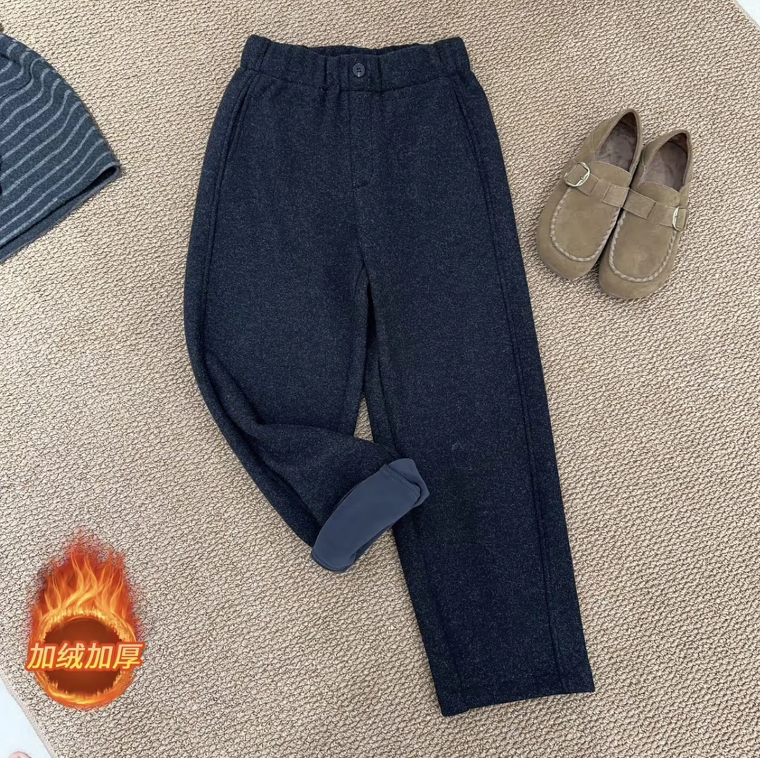 【ding奢羊绒裤】加绒呢料豌豆裤保暖显瘦宽松休闲垂感冬季新款女