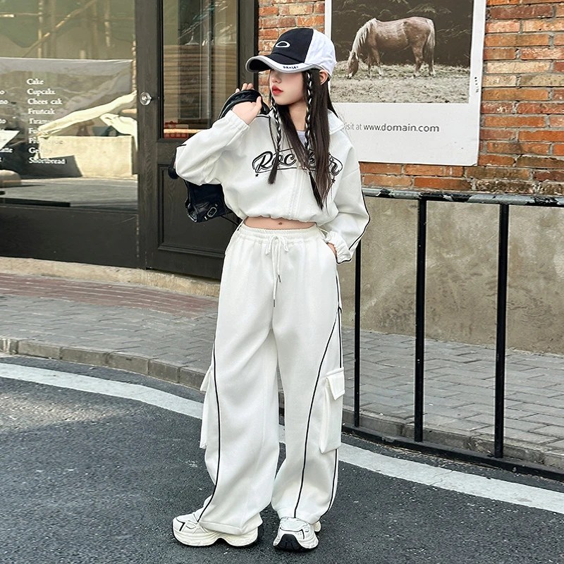 女童街舞潮装2025儿童爵士舞套装中大童女孩短款jazz炸街走秀潮装