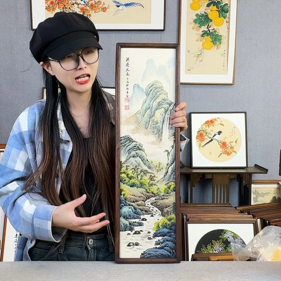 书法手绘带框尺寸：20*70