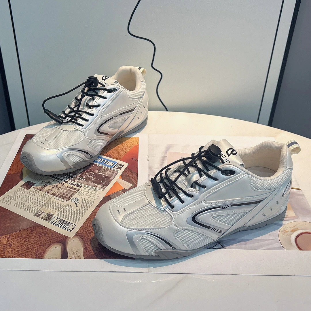 户外网面透气跑步德训鞋女2025夏款内增高轻便运动休闲机车阿甘鞋