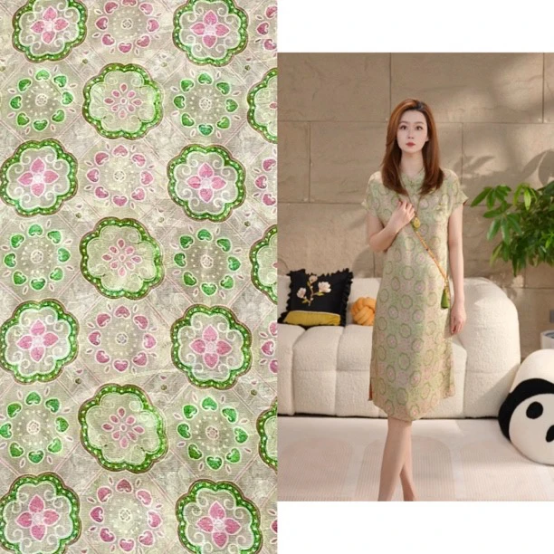 Miss.Z【绿如意】夏季人丝提花新中式香云纱连衣裙#q6142时尚百搭