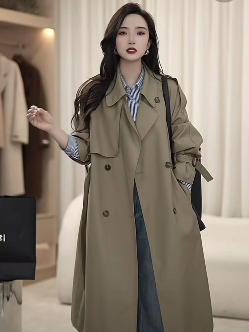 慵懒风时尚经典气质中长款风衣外套女秋季英伦风风衣穿搭高级感