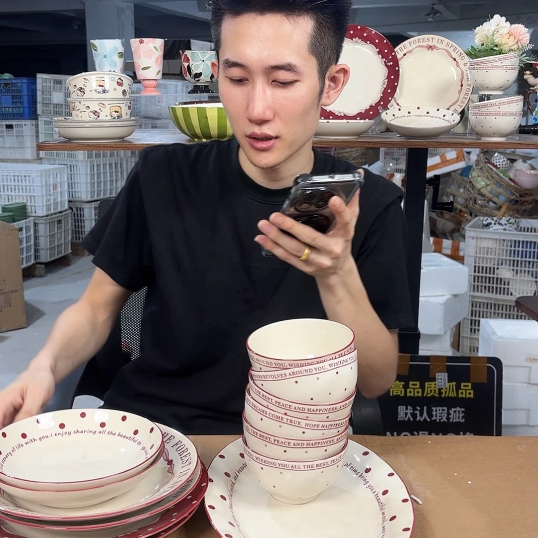 潮州微瑕陶瓷餐具13件套