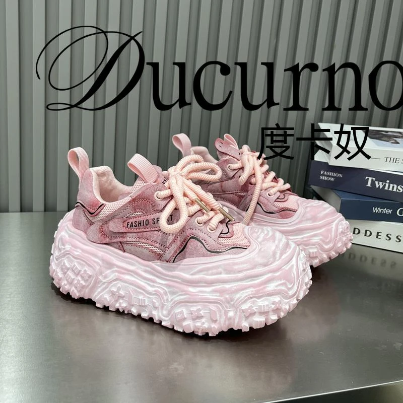 欧货松糕轮胎老爹鞋女2025新款复古时尚百搭运动休闲擦色溶解鞋潮