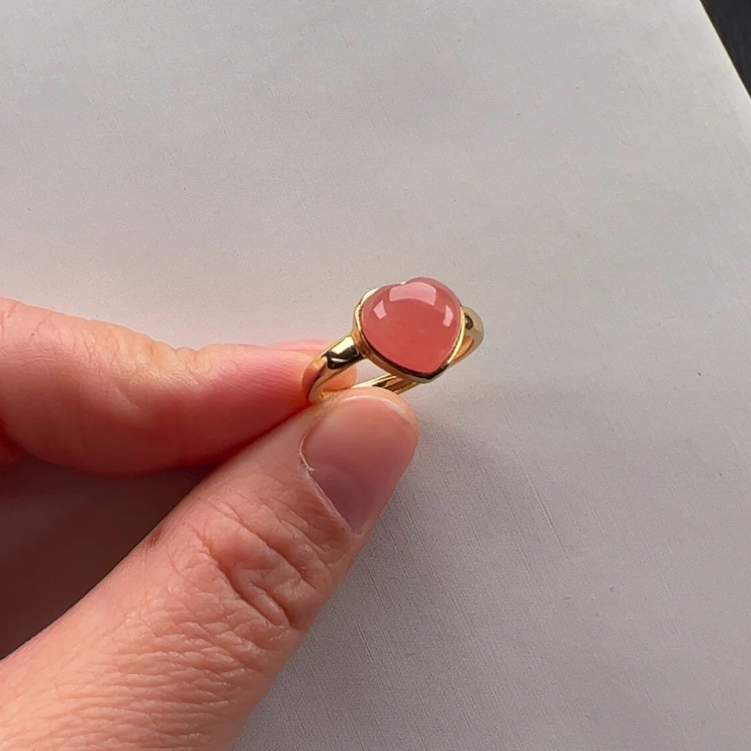 银S925镶嵌菱锰矿（红纹石）戒指