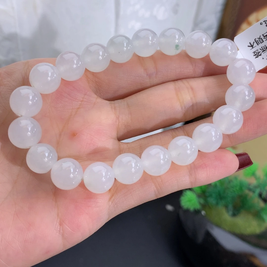 翡翠未镶嵌手串卡10冰胶白月光手串