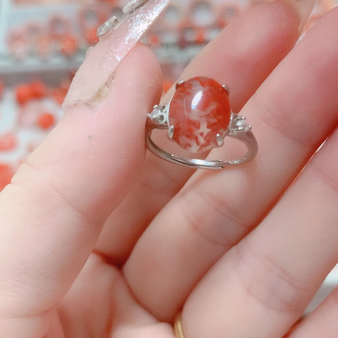 南红玛瑙银S925镶嵌戒指