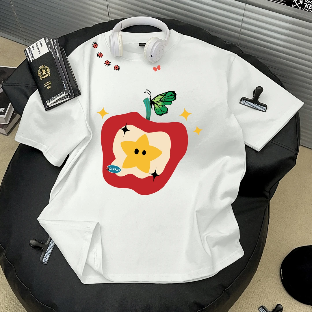 Dekkry夏季2025新款美式复古潮牌潮流设计感宽松短袖t恤男女