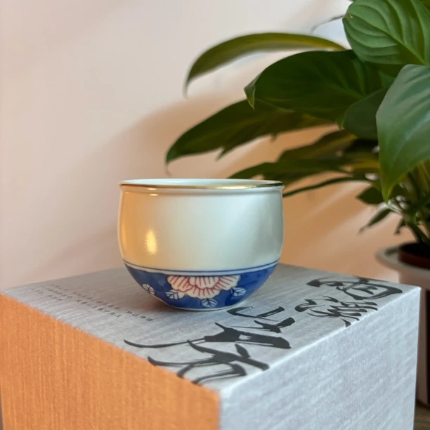 【南风】雨溪山房 手绘描金洛阳牡丹花杯 183