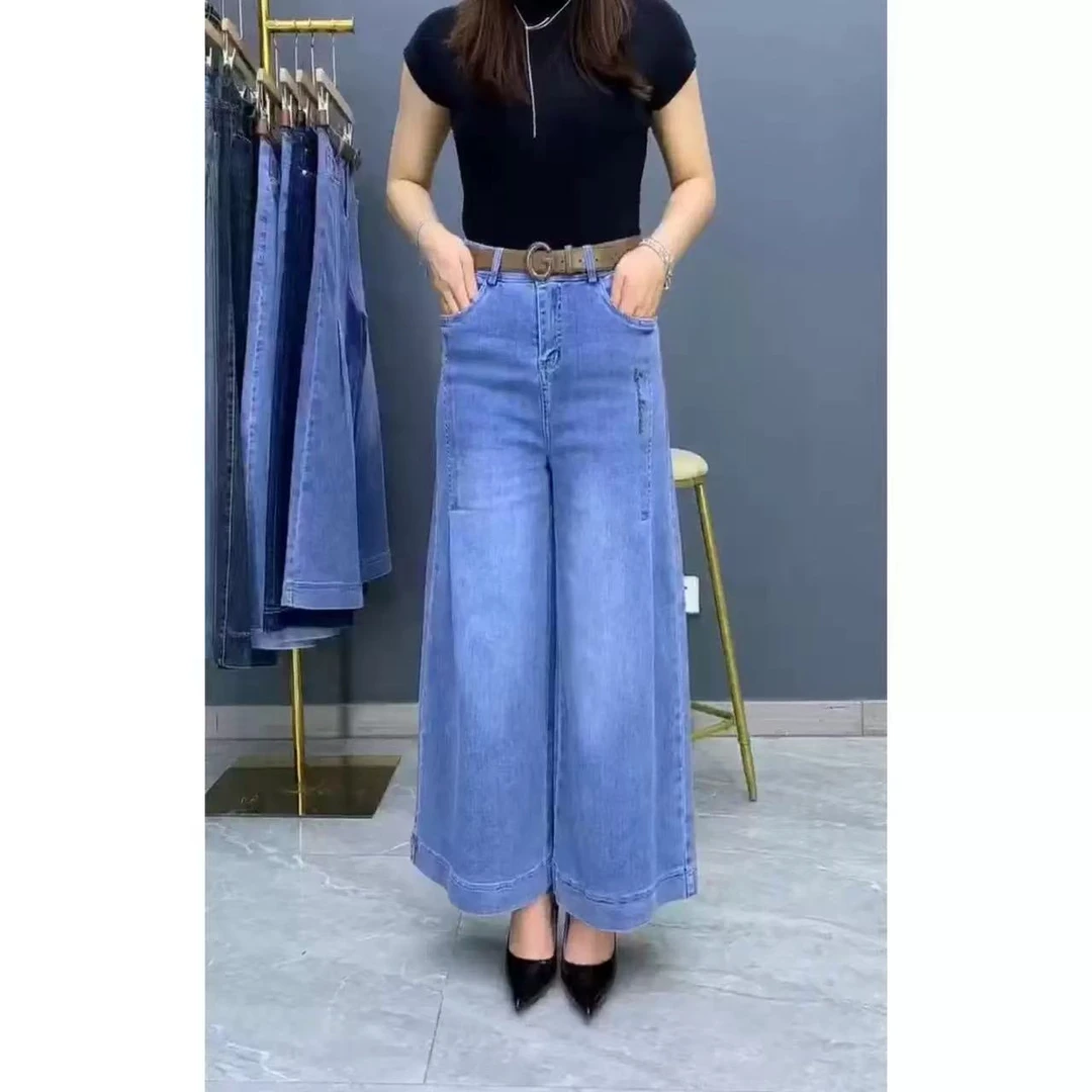 2025春夏新款牛仔九分阔腿裤高腰百搭显瘦直筒牛仔裤女款2302#