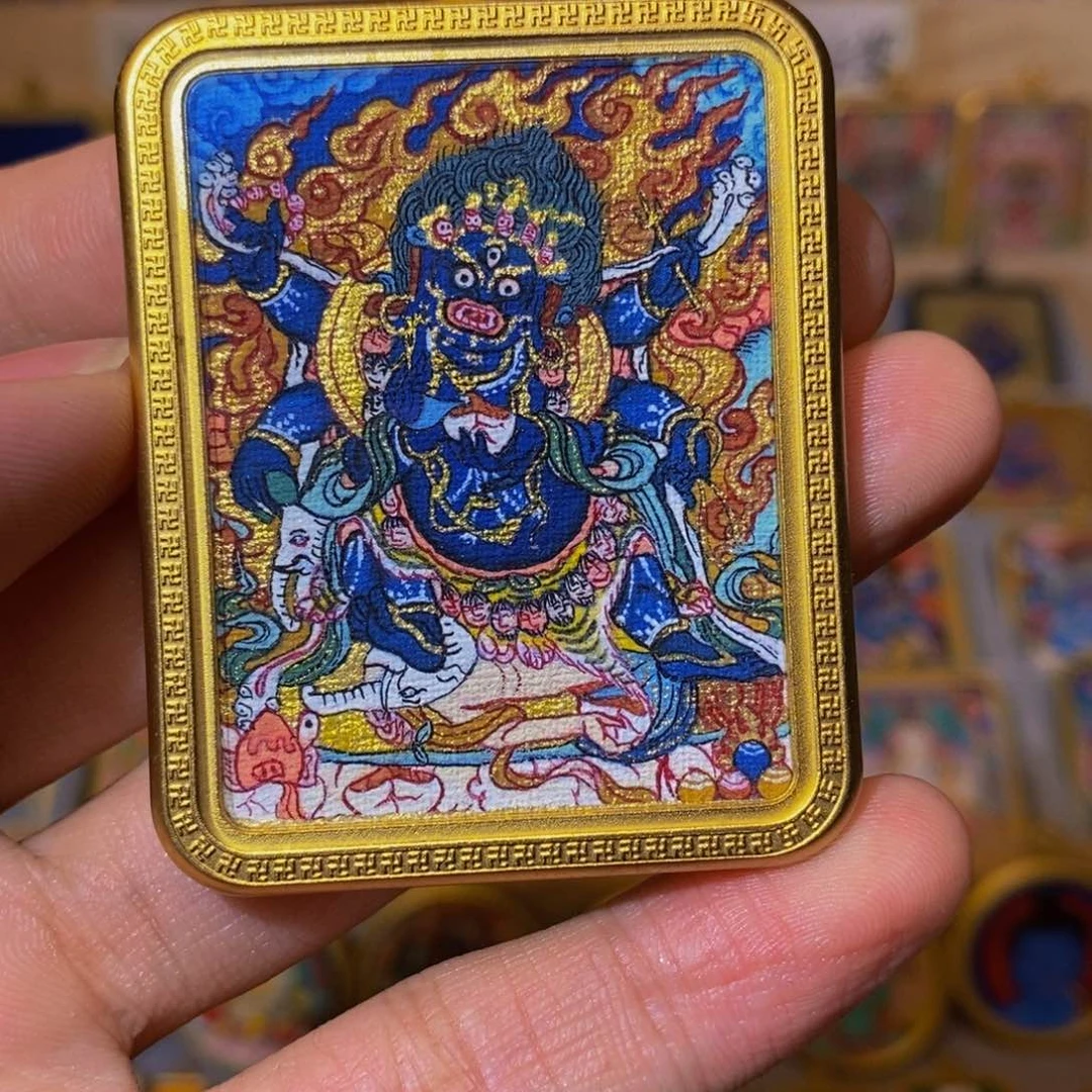 吊坠阿**斯六臂玛哈嘎拉大黑天纯手绘唐卡