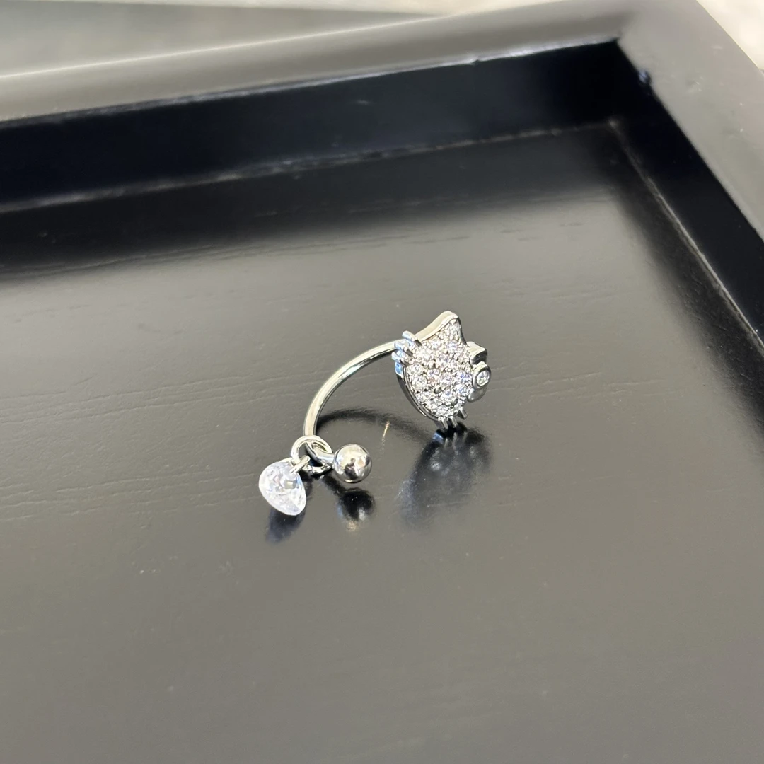 铜合金合成锆石耳饰 kt猫猫耳骨钉EJ1117（单只）