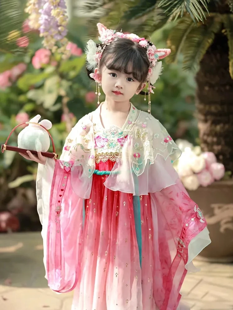 YSX001【花盛微雨】汉服女童中国风古风连衣裙唐装春秋款超仙襦裙