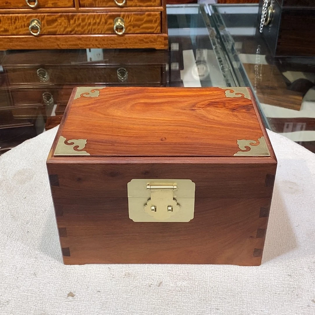 染料紫檀（血檀）独板首饰盒20/15/13