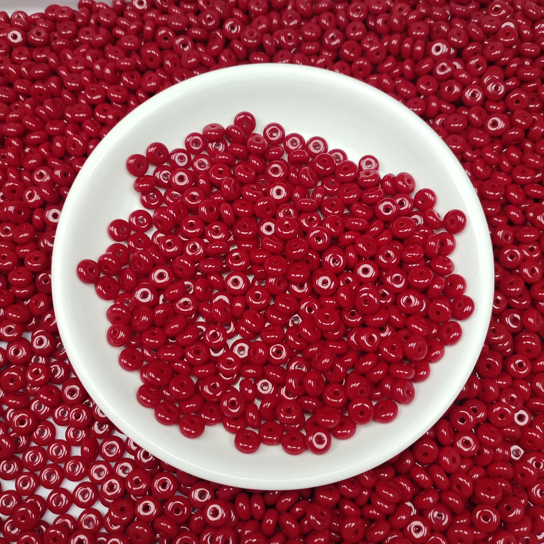 【散珠批发】W2256锦红南红算盘6*3MM*40颗