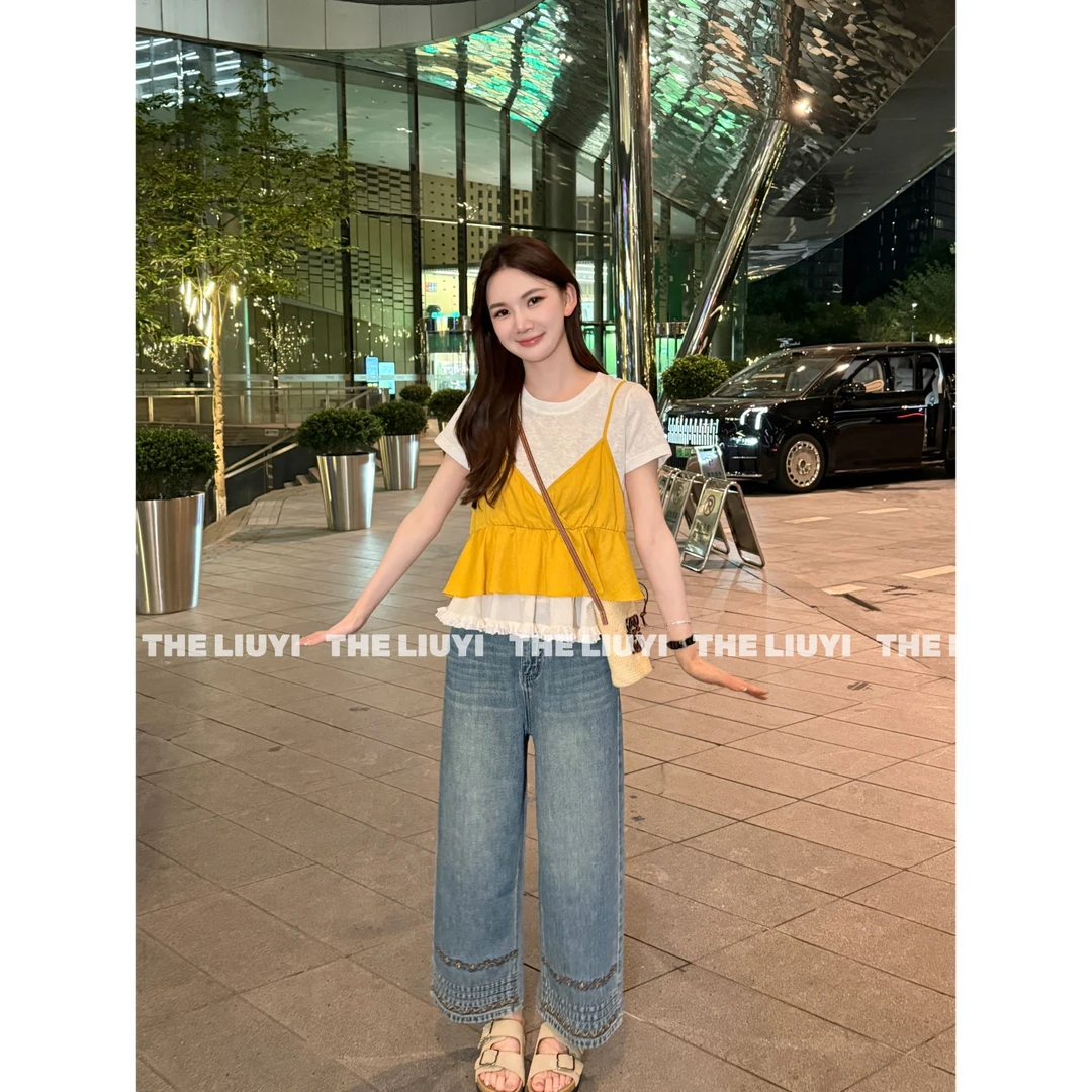 【LIUYI】夏日冰果~减龄显瘦叠穿短袖上衣56221