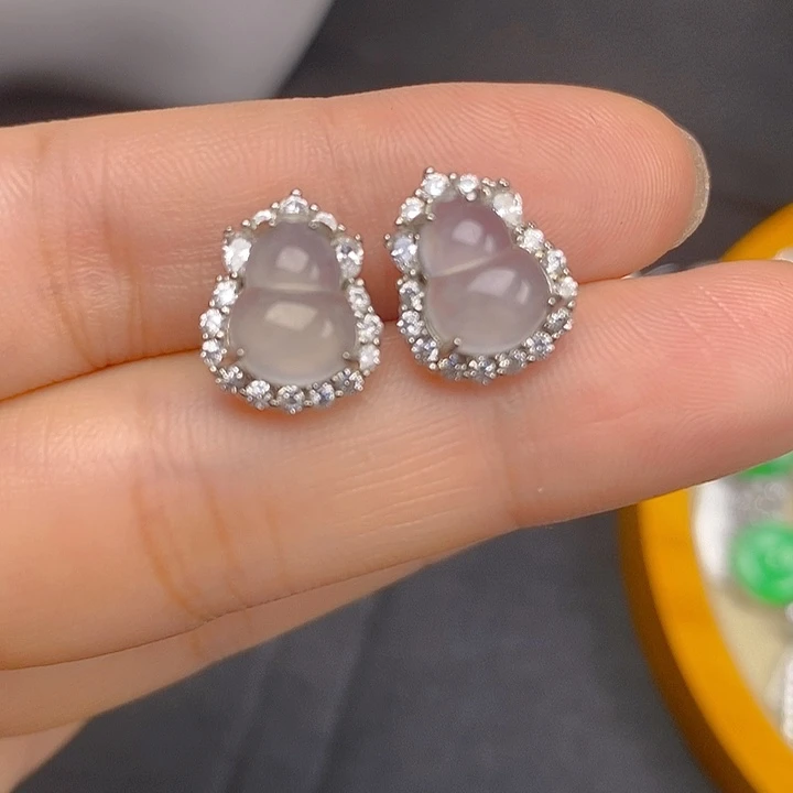 翡翠银S925镶嵌耳饰