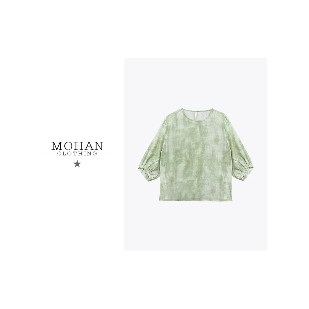 CLOTHING/墨含高奢时尚百搭气质休闲宽松简约桑蚕丝上衣58-953