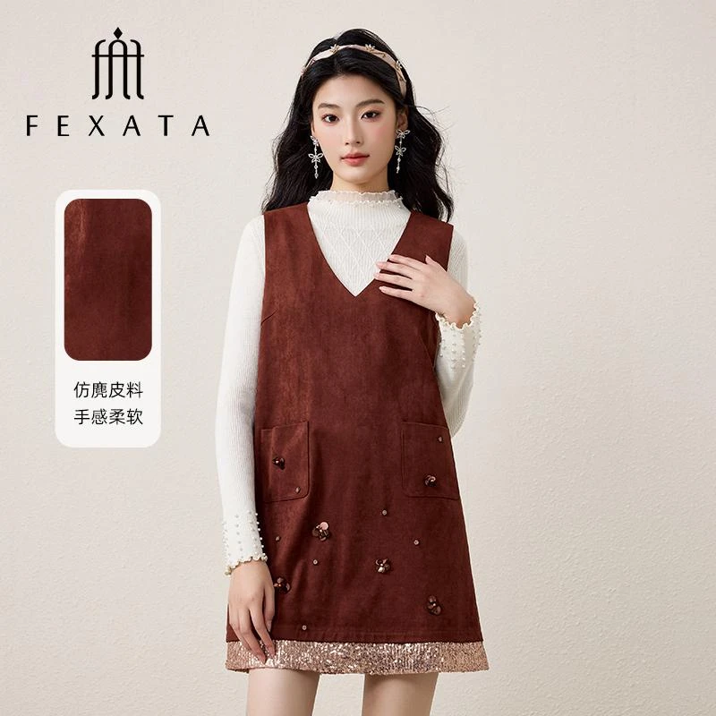 【达人专属】FEXATA斐格思花朵装饰背心连衣裙