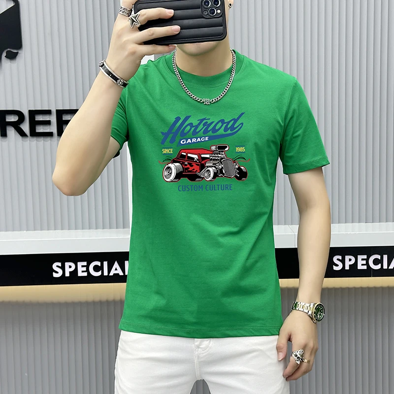 VARSACIVIP/瓦萨琪贵宾修身欧版短袖夏季透气时尚潮牌丝光棉半袖