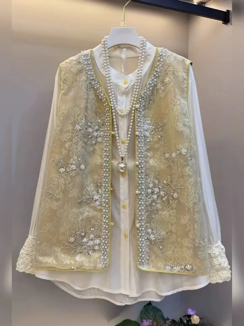 国风新中式减龄重工亮片设计时尚大码胖妹妹马甲