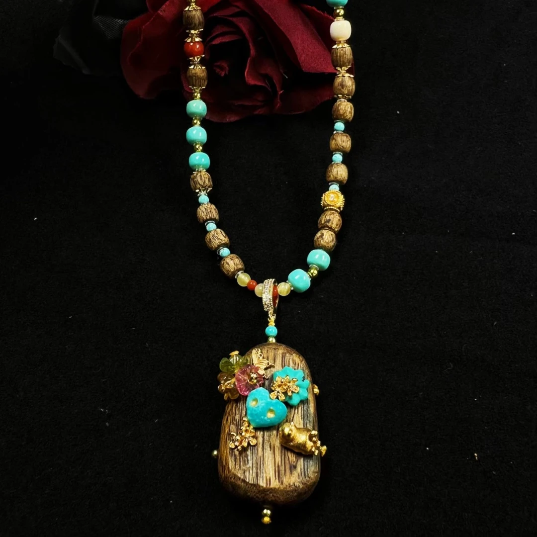 【匠心】天然原矿绿松石老型珠项链