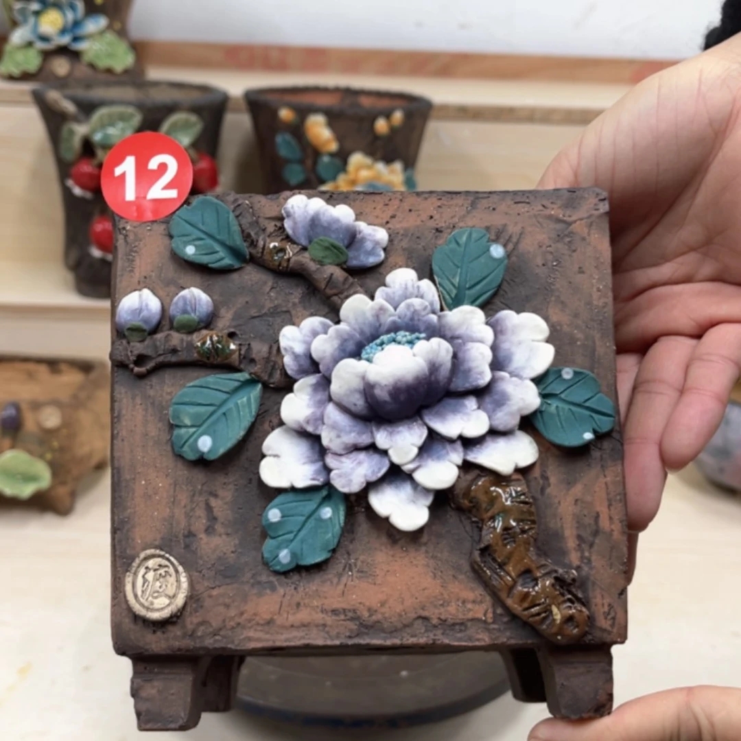 【闪购商品】紫砂花盆12号微瑕内口12.5外高15