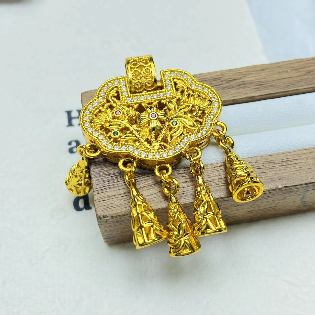 吊坠 RD05129黄色莲花镂空如意吊坠多样性发货47164