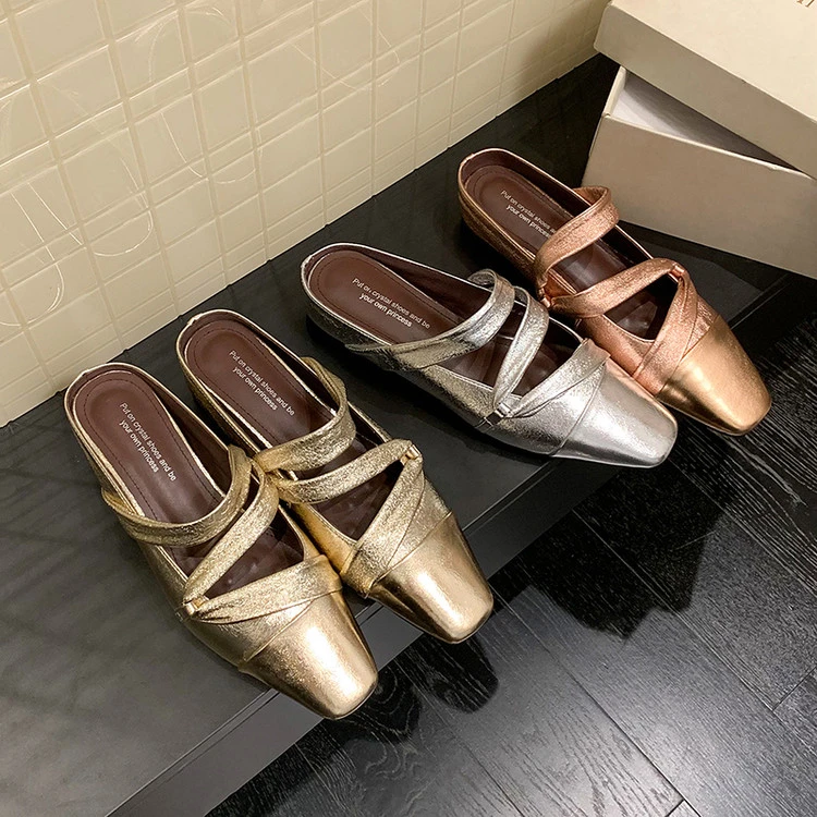 清欢-4cm跟高内增高浅口包头坡跟包头拖半拖时尚欧若假日风（882）