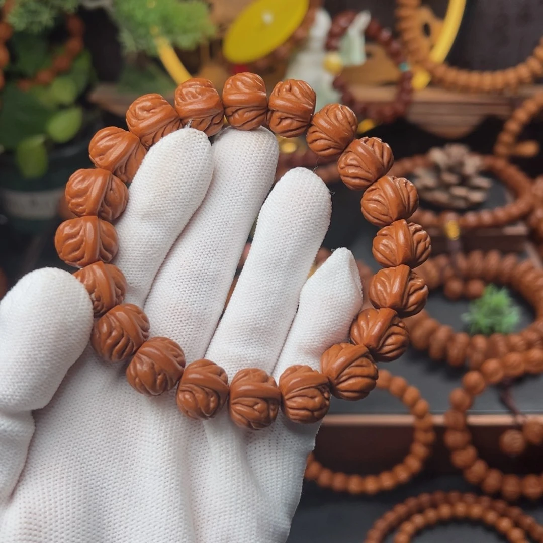 吊坠桃核贺*1.5双脊龙手串