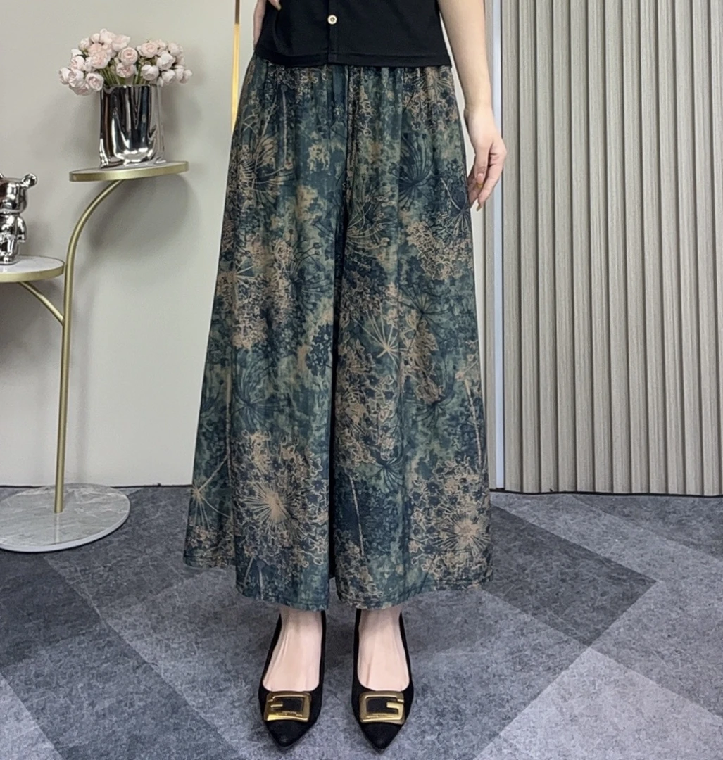 夏季裙裤带口袋新款时尚洋气百搭九分裤显瘦遮肉裙裤