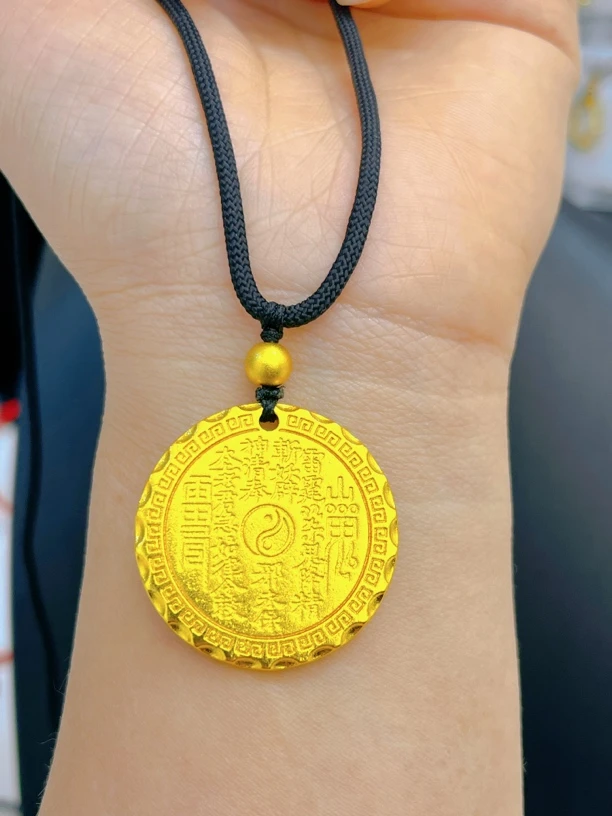 合金吊坠 八卦时尚实心山鬼花钱手工吊坠饰品编绳挂坠项链