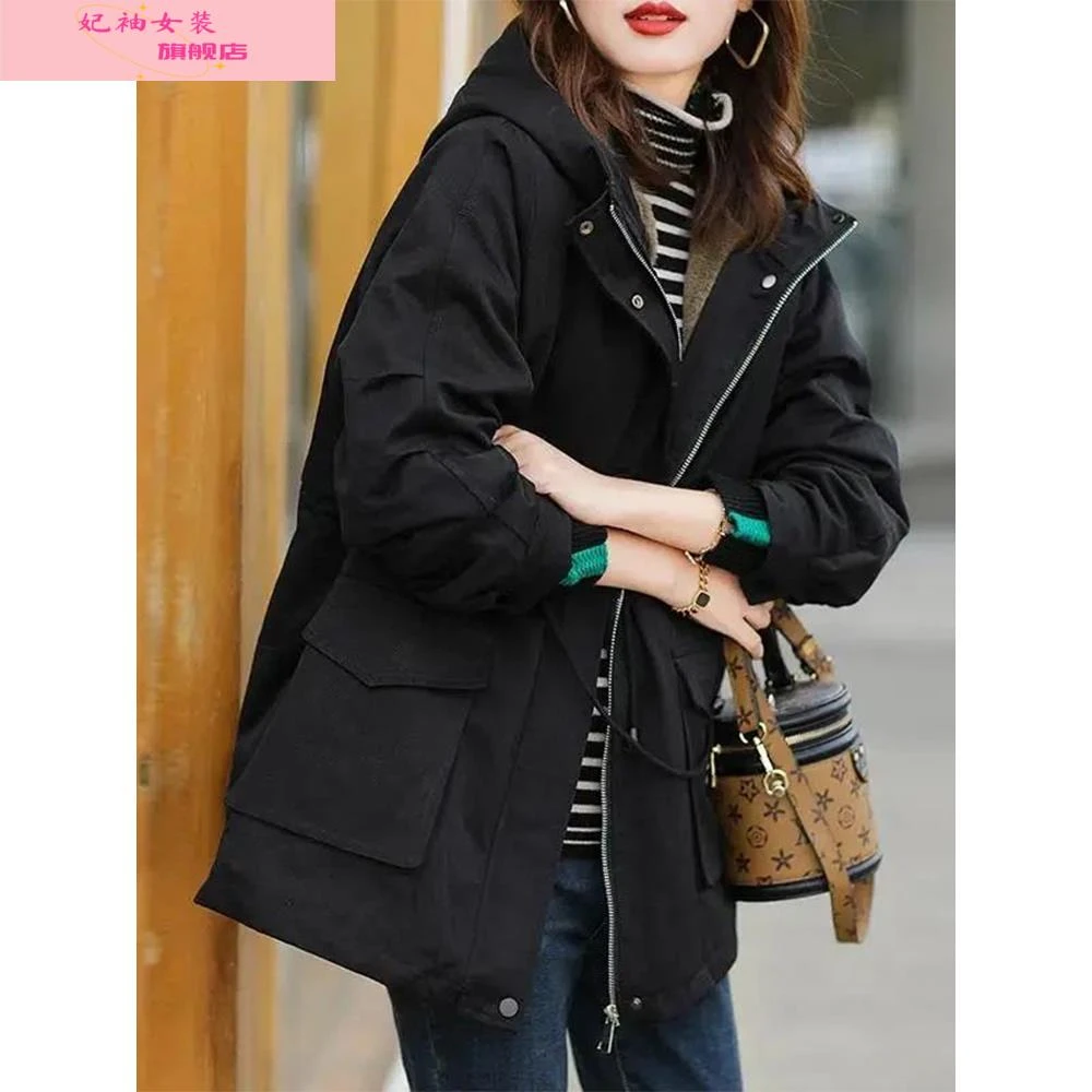 妃袖加厚风衣欧洲站大码棉服外套2025新款百搭派克服宽松女装冬装