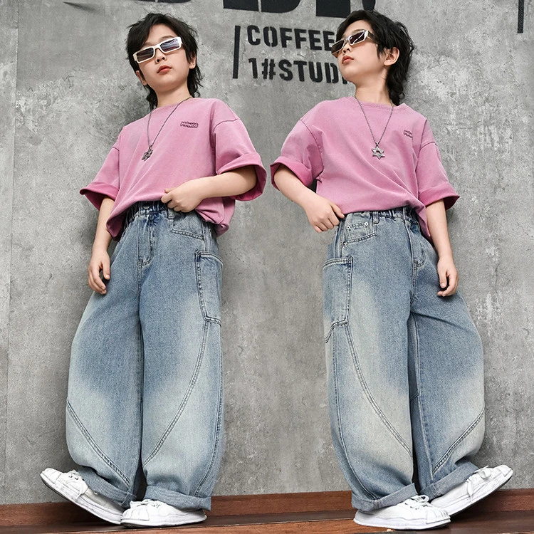 童装穿搭 | 春夏爆款休闲夏季儿童宽松中大童韩版阔腿洋气牛仔裤