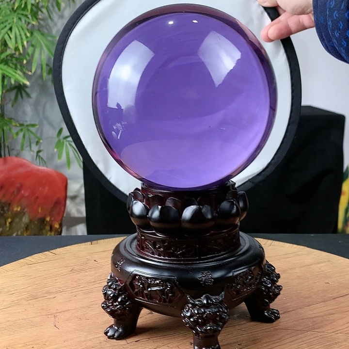 石材紫水晶球直径15带高档底座