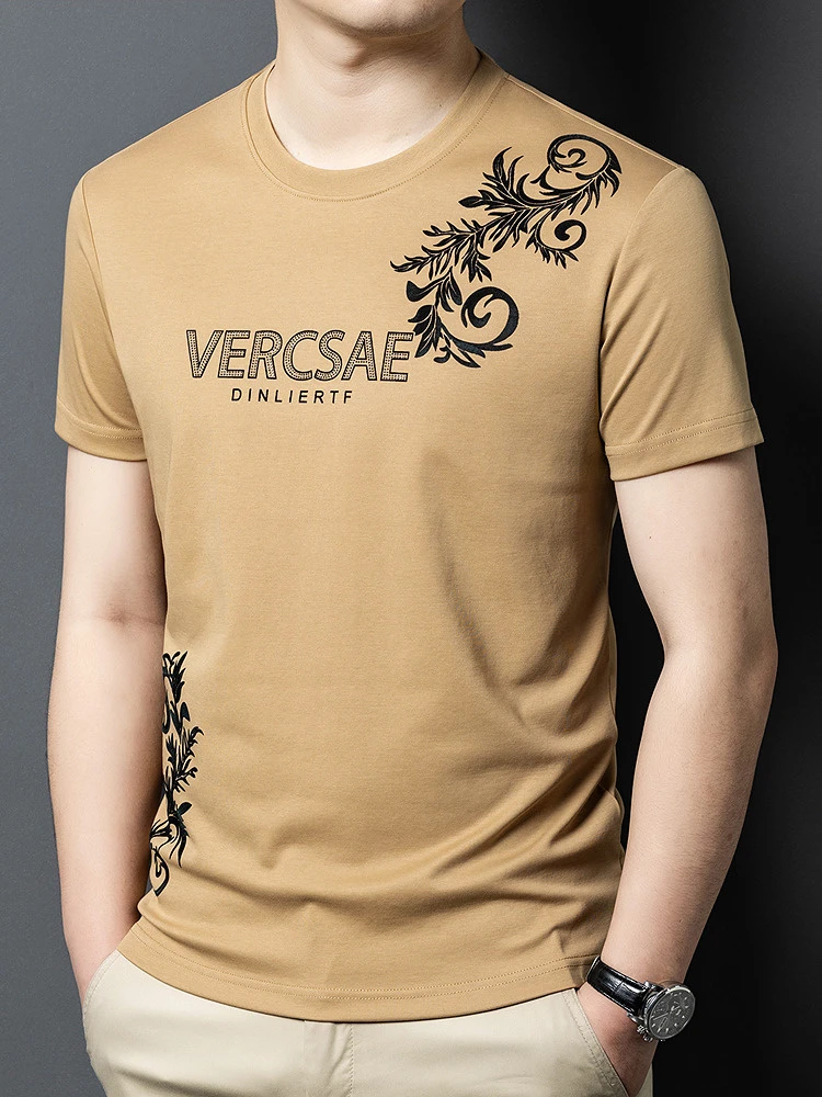 夏季新款圆领短袖t恤男时尚潮流透气棉质汗衫休闲薄款半袖体恤衣