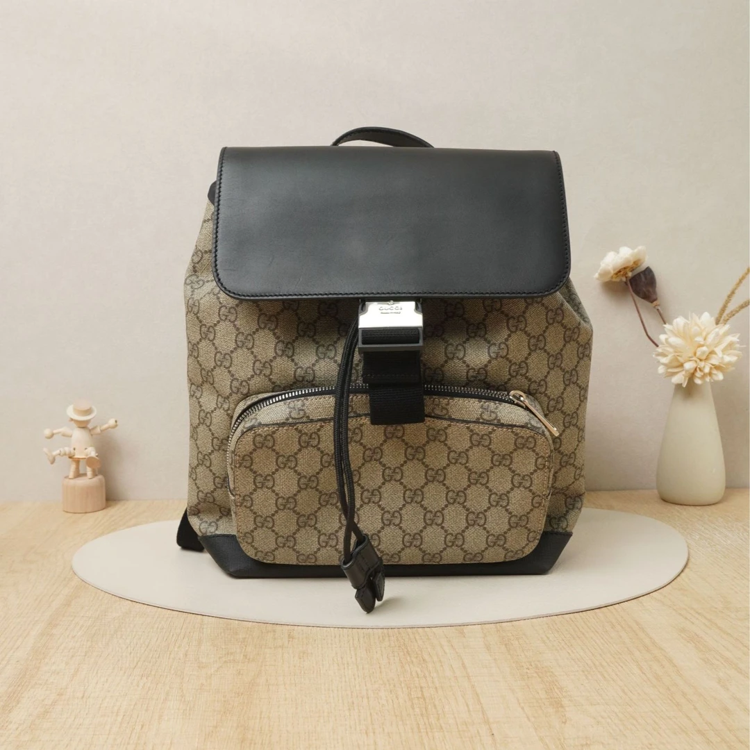 95新 GUCCI/古驰 古驰双肩包黑拼老花/DS044947