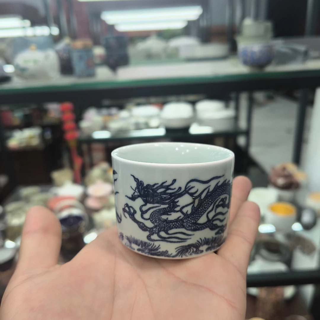 德化云仓 蓝龙扳指杯-4203