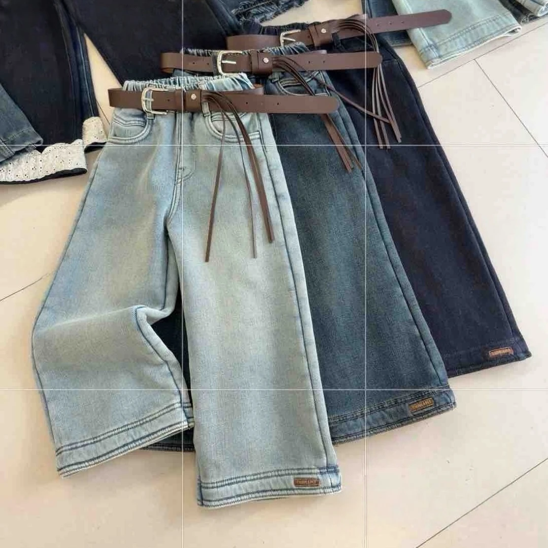 【原创设计品牌】xdd&kids 5330冬季女中童厚绒牛仔裤儿童加厚韩版