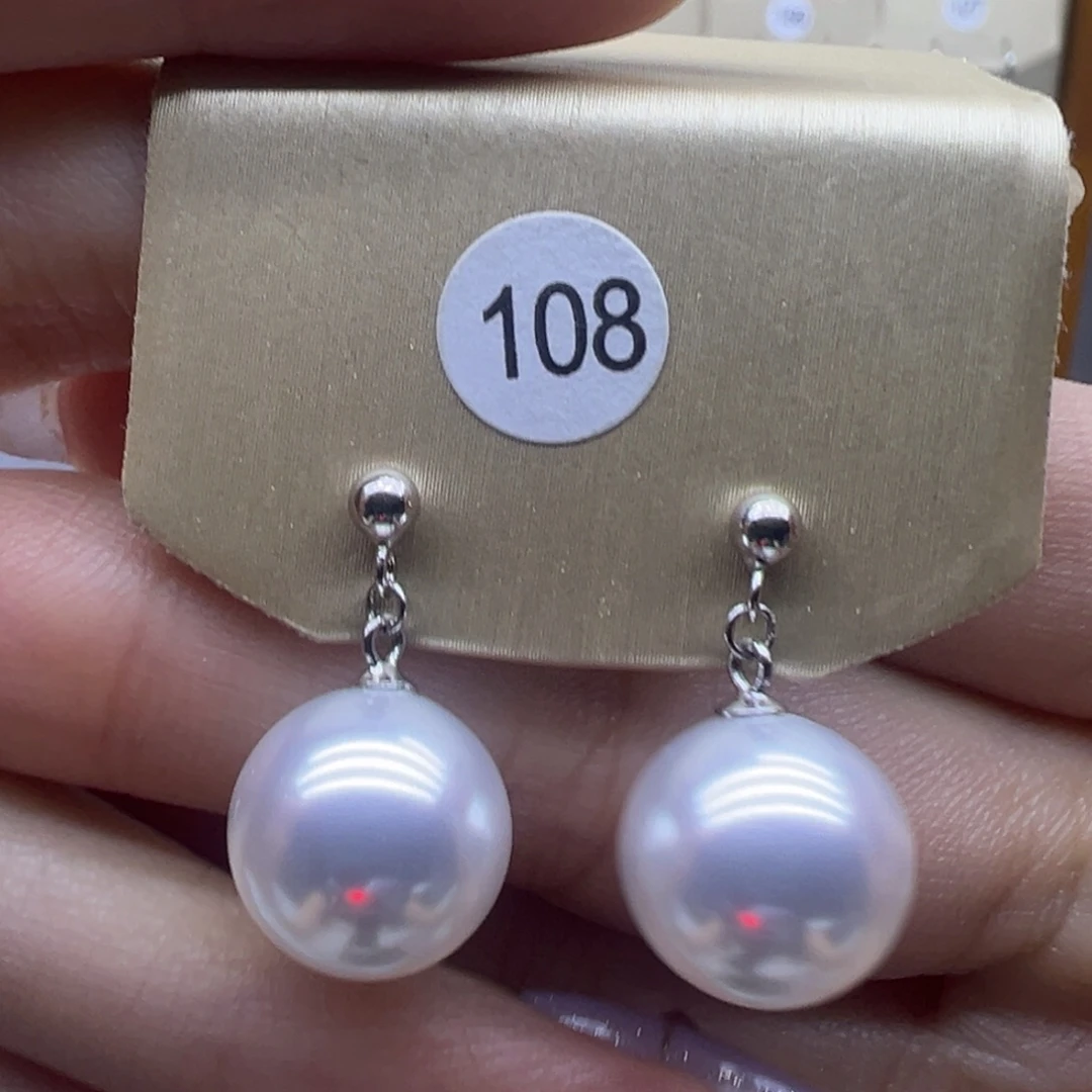 耳饰银S925镶嵌淡水珍珠