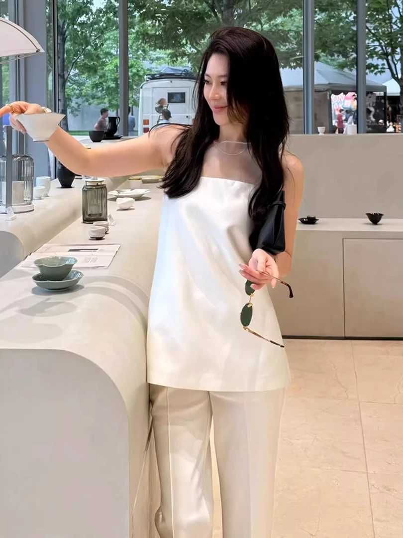 夏季穿搭一整套轻奢不撞款御姐小香风高级感白色上衣裤子两件套装