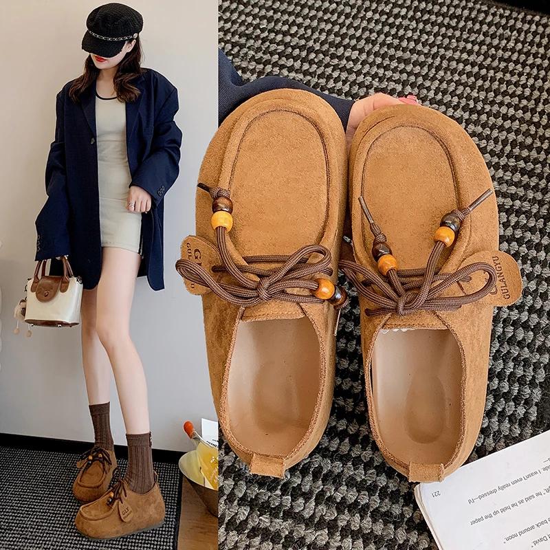 厚底内增高勃肯鞋女2025秋季新款百搭复古袋鼠鞋绝美全包博肯单鞋