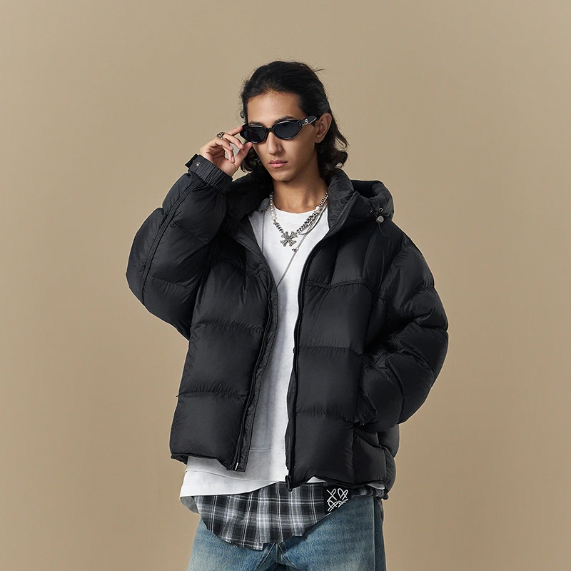 【INXX】潮牌冬季短款羽绒服可抽拉帽绳纯色情侣短外套XRF4156141