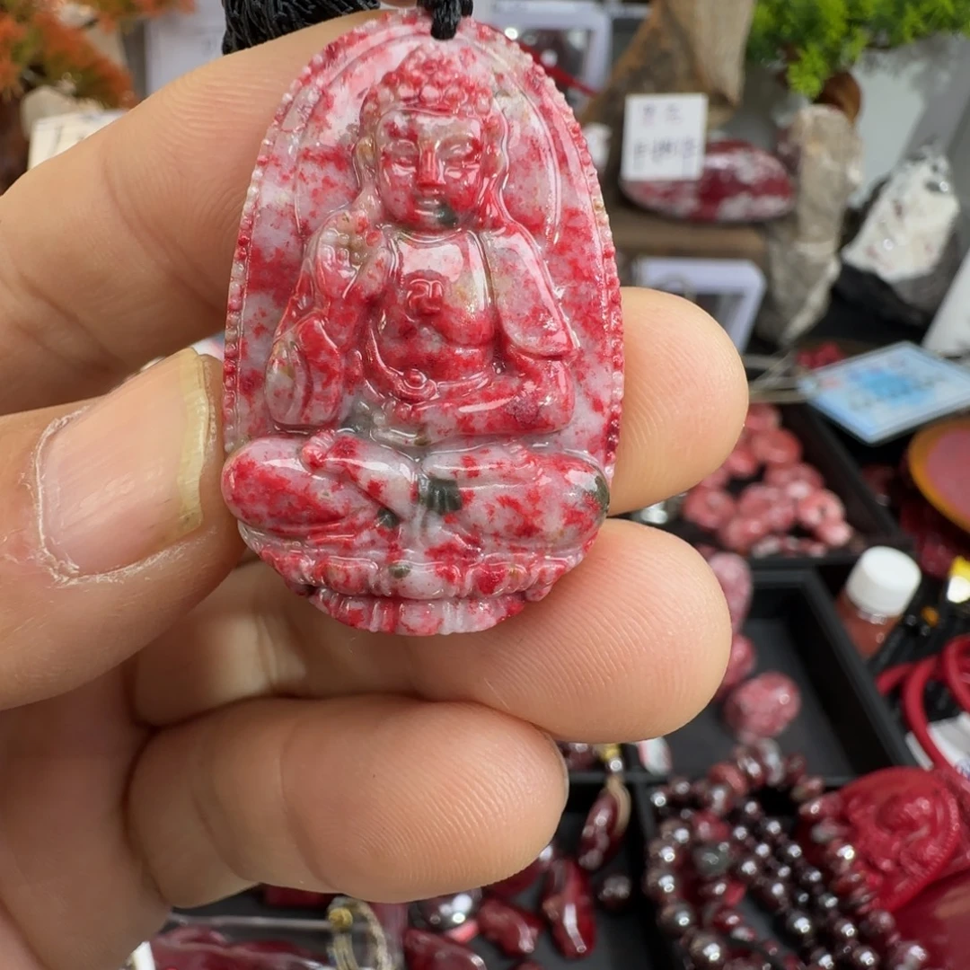 天然辰砂朱砂原石吊坠