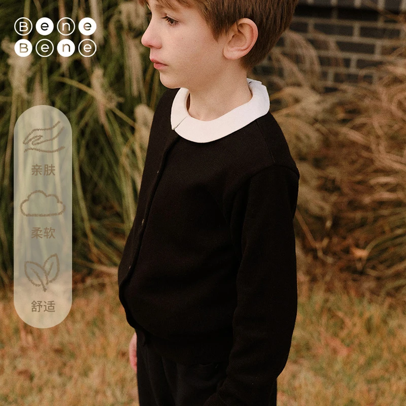 BeneBene（直播）25秋冬新品男女童纯色毛衣针织上衣整洁针织开衫