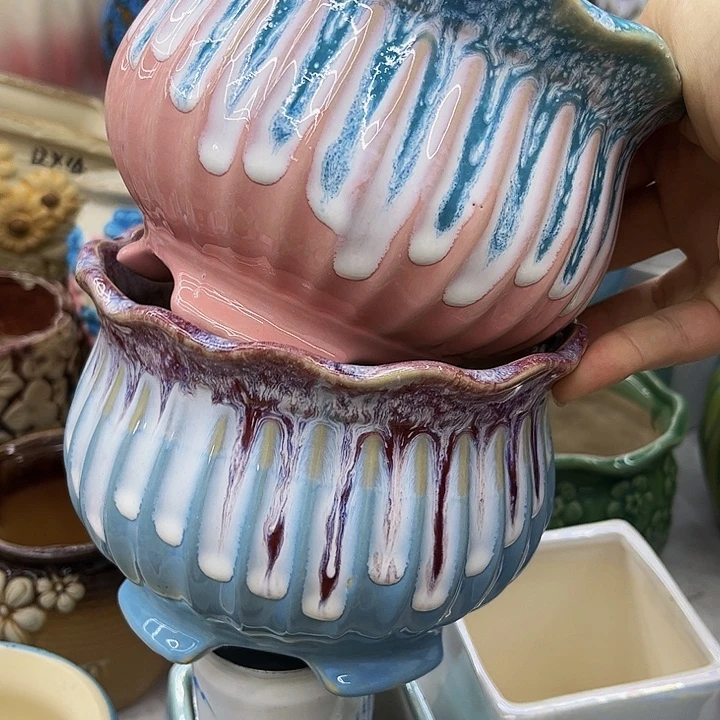 多肉绿植 陶瓷花盆9.9包邮,有孔