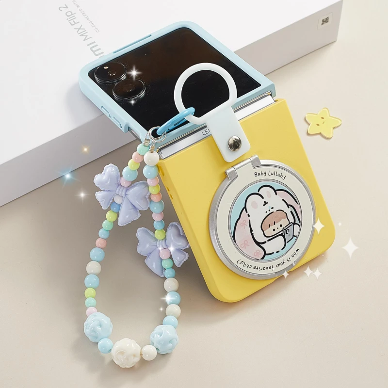 适用小米mixflip2拼色手机壳带指环支架新款MIXFlip2折叠屏保护壳