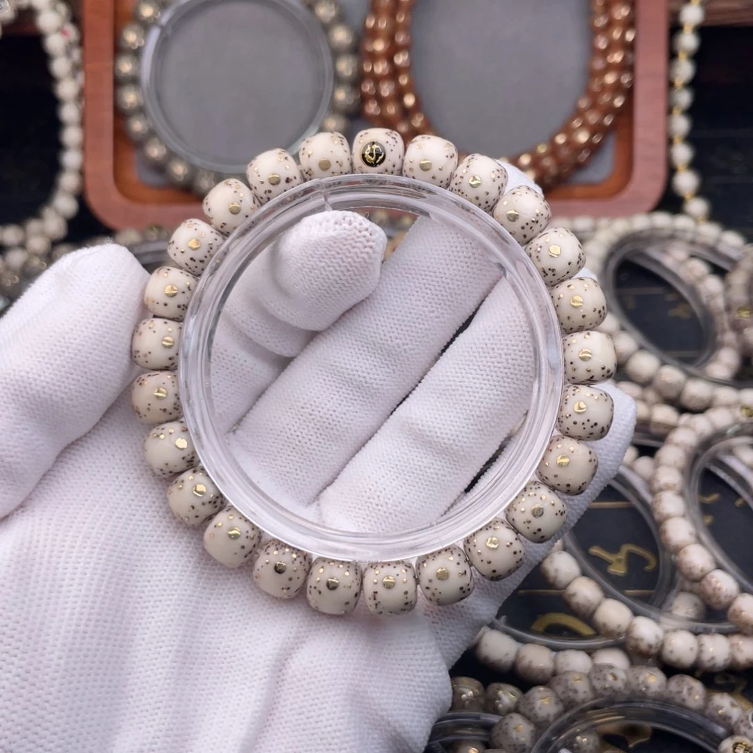 星月菩提手串半壁大留白骨瓷白千钉老型带月