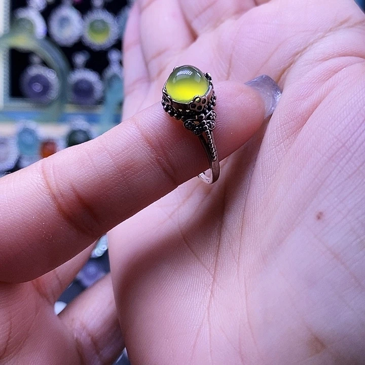 岫玉银S925镶嵌戒指